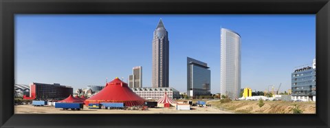 Framed Hochhauser in the European quarter a circus tent, Frankfurt, Hesse, Germany Print