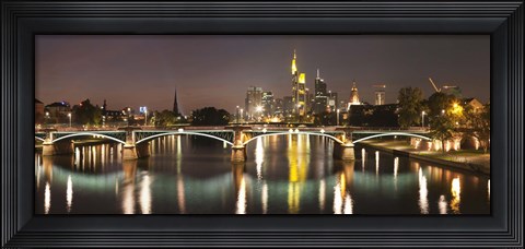 Framed Bridge across a river, Ignatz Bubis Bridge, Main River, Frankfurt, Hesse, Germany Print