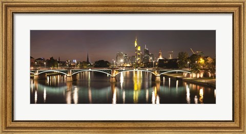 Framed Bridge across a river, Ignatz Bubis Bridge, Main River, Frankfurt, Hesse, Germany Print