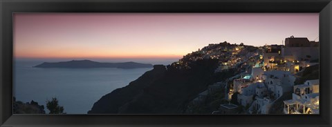 Framed Village on a cliff, Firostefani, Santorini, Cyclades Islands, Greece Print