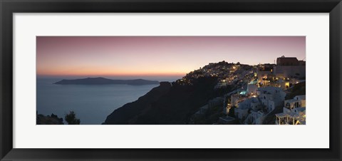 Framed Village on a cliff, Firostefani, Santorini, Cyclades Islands, Greece Print