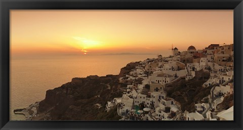 Framed Village on a cliff, Oia, Santorini, Cyclades Islands, Greece Print