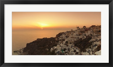 Framed Village on a cliff, Oia, Santorini, Cyclades Islands, Greece Print