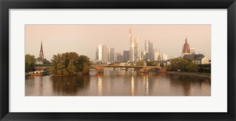 Framed City at the waterfront, Main River, Frankfurt, Hesse, Germany Print