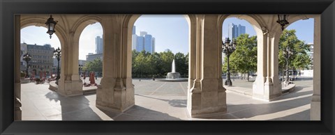 Framed Buildings in the financial district viewed from the opera house, Frankfurt, Hesse, Germany Print