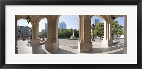 Framed Buildings in the financial district viewed from the opera house, Frankfurt, Hesse, Germany Print