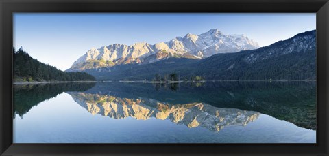Framed Wetterstein Mountains and Zugspitze Mountain reflecting in Lake Eibsee, Bavaria, Germany Print
