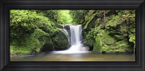 Framed Water in a forest, Geroldsau Waterfall, Black Forest, Baden-Wurttemberg, Germany Print