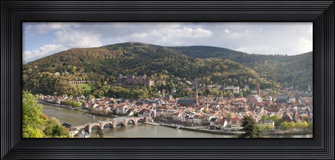 Framed Aerial view of a bridge across a river, Heidelberg, Baden-Wurttemberg, Germany Print