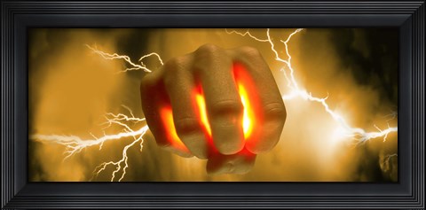 Framed Lightning coming out of hand Print