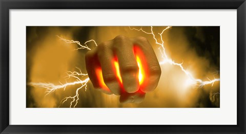 Framed Lightning coming out of hand Print
