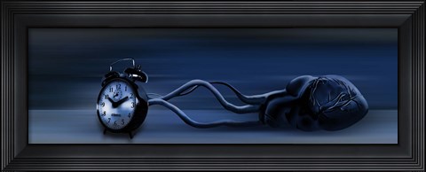 Framed Clock attached to heart Print