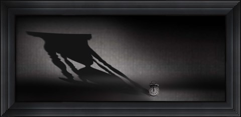Framed Clock with hourglass shadow Print