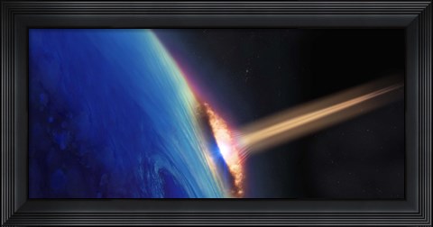 Framed Comet crashing into earth Print