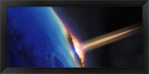 Framed Comet crashing into earth Print