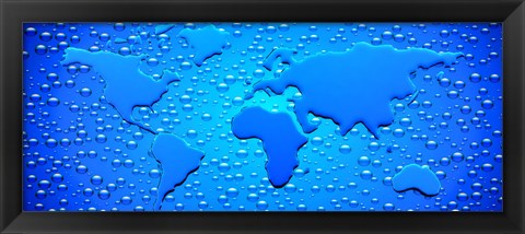 Framed Water drops forming continents Print