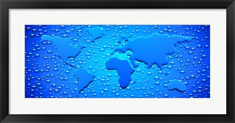 Framed Water drops forming continents Print