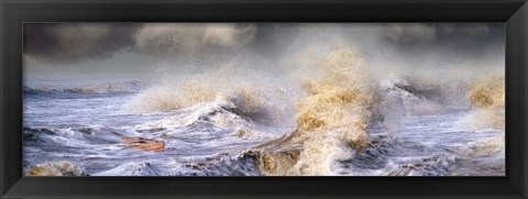 Framed Small boat in storm Print