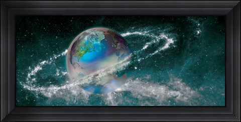 Framed Earth in star field Print