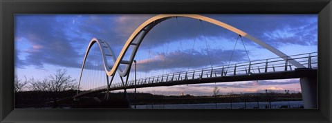 Framed Modern bridge over a river, Infinity Bridge, River Tees, Stockton-On-Tees, Cleveland, England Print