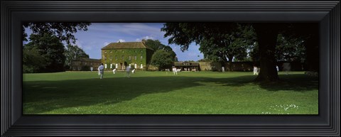 Framed Cricket match on the green at Crakehall, Bedale, North Yorkshire, England Print