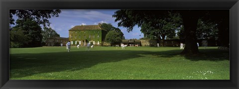 Framed Cricket match on the green at Crakehall, Bedale, North Yorkshire, England Print