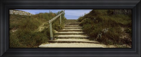 Framed Steps onto a beach, Pontusval, Brignogan-Plage, Brittany, France Print