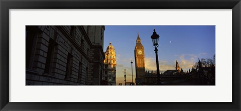 Framed Government building with a clock tower, Big Ben, Houses Of Parliament, City Of Westminster, London, England Print