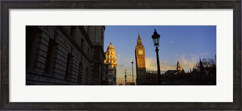 Framed Government building with a clock tower, Big Ben, Houses Of Parliament, City Of Westminster, London, England Print