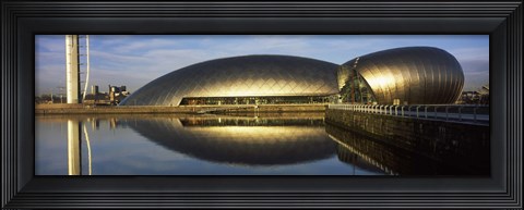 Framed Reflection of the Glasgow Science Centre in River Clyde, Glasgow, Scotland Print