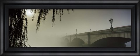 Framed Putney Bridge during fog, Thames River, London, England Print