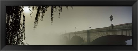 Framed Putney Bridge during fog, Thames River, London, England Print