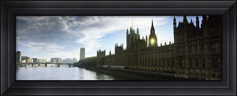 Framed Houses of Parliament at the waterfront, Thames River, London, England Print
