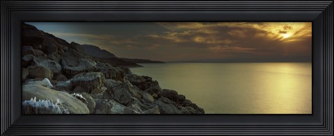 Framed Sunset over the dead sea, Arabah, Jordan Print