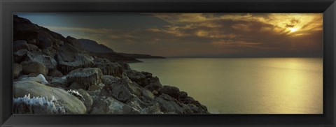 Framed Sunset over the dead sea, Arabah, Jordan Print