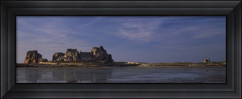 Framed Cottage between the rocks, Du Gouffre, Plougrescant, Brittany, France Print
