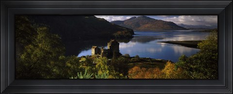 Framed Castle on a hill, Eilean Donan, Loch Duich, Highlands Region, Inverness-Shire, Scotland Print