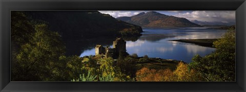 Framed Castle on a hill, Eilean Donan, Loch Duich, Highlands Region, Inverness-Shire, Scotland Print