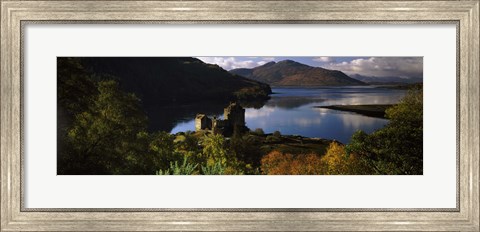 Framed Castle on a hill, Eilean Donan, Loch Duich, Highlands Region, Inverness-Shire, Scotland Print