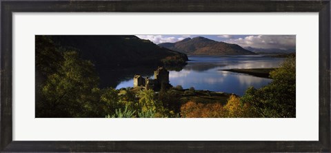 Framed Castle on a hill, Eilean Donan, Loch Duich, Highlands Region, Inverness-Shire, Scotland Print