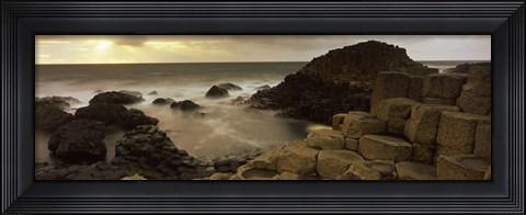 Framed Rock formations in the sea, Giant&#39;s Causeway, County Antrim, Northern Ireland Print