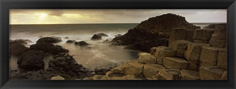 Framed Rock formations in the sea, Giant&#39;s Causeway, County Antrim, Northern Ireland Print