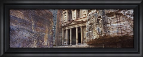 Framed Treasury through the rocks, Wadi Musa, Petra, Jordan Print