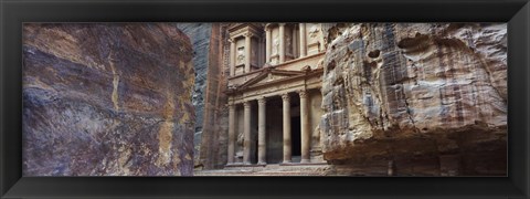 Framed Treasury through the rocks, Wadi Musa, Petra, Jordan Print