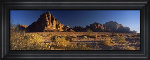 Framed Rock formations on a landscape, Seven Pillars of Wisdom, Wadi Rum, Jordan Print