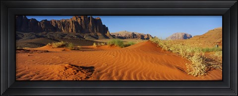Framed Jebel Qatar from the valley floor, Wadi Rum, Jordan Print