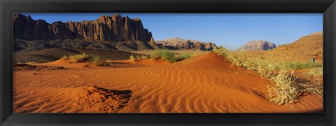 Framed Jebel Qatar from the valley floor, Wadi Rum, Jordan Print