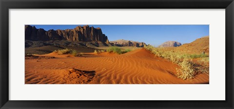 Framed Jebel Qatar from the valley floor, Wadi Rum, Jordan Print