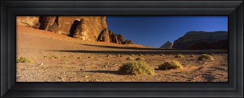 Framed Rock formations in a desert, Wadi Um Ishrin, Wadi Rum, Jordan Print