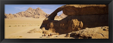 Framed Camels at the eye of the eagle arch, Wadi Rum, Jordan Print